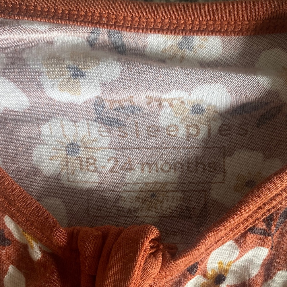 Little Sleepies 18-24 months Rust Floral Zip-Front Kids One-Piece Pajamas - Picture 2 of 5